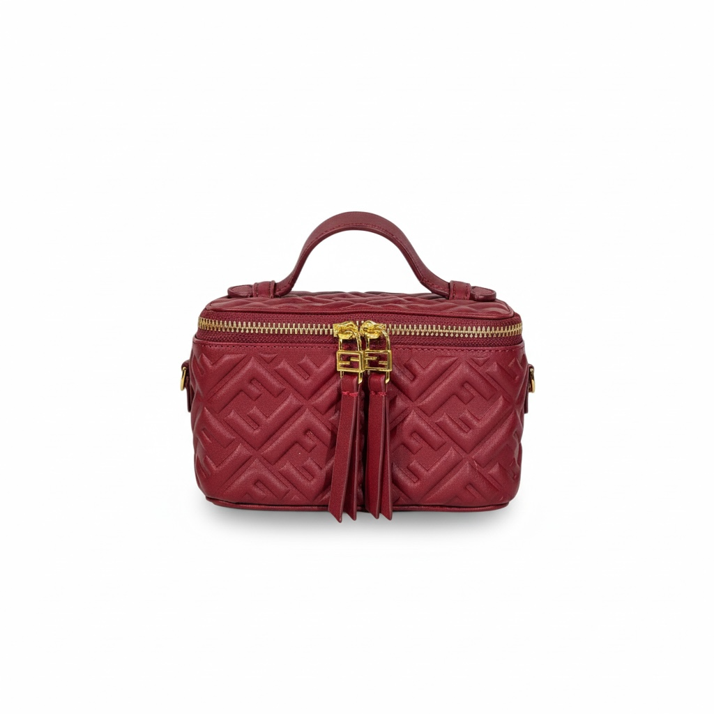 FENDI Red Nappa FF Vanity Box Bag ❤️✨ | Quilted Monogram & Gold Hardware