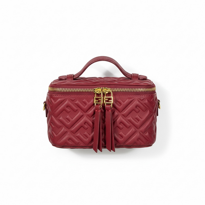 FENDI Red Nappa FF Vanity Box Bag ❤️✨ | Quilted Monogram & Gold Hardware