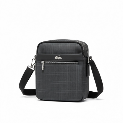 🐊 Lacoste Charcoal Check Crossbody Bag – Minimal Style, Maximum Impact