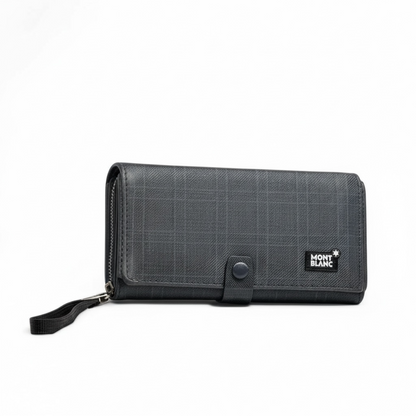 💙 Montblanc Blue Check Long Wallet – Signature Edition 💼