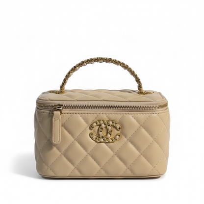 Chanel Beige Quilted Vanity Bag 🤍 | Classic CC Gold Chain Handbag