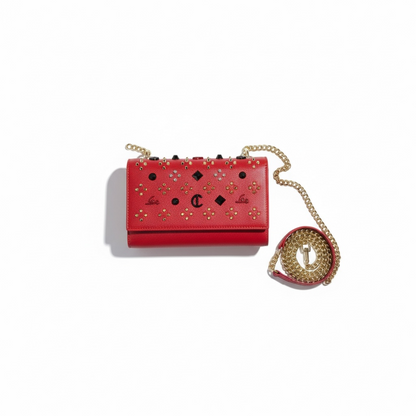 Christian Louboutin Red Studded Crossbody Bag – Gold Chain & Signature Spikes