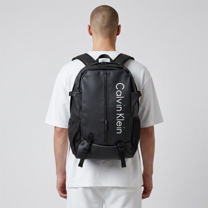 Calvin Klein Black Vertical Logo Backpack 🖤🎒 | Modern Sport Travel & Laptop Bag