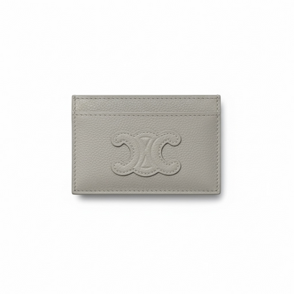 🤍 Celine Triomphe Grey Leather Card Holder – Effortless Parisian Grace