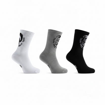 Diesel Crew Socks Set – 6 Pairs (White, Black, Grey) with Gift Box
