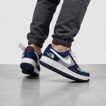 👟🔥 Nike Air Force 1 x The North Face – Navy & Grey Streetwear Edition 💙🤍