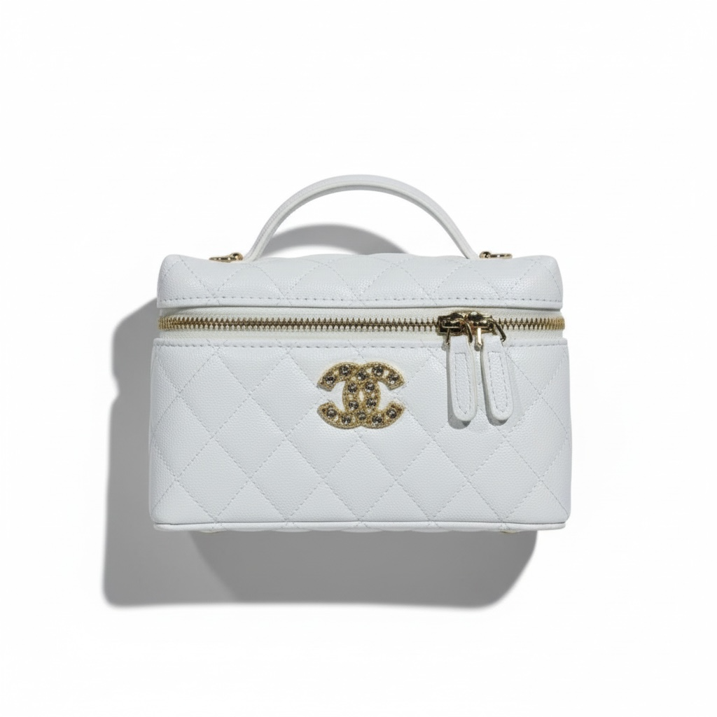 🤍 Chanel White Vanity Case Bag 👜✨ | Pure Luxury Elegance