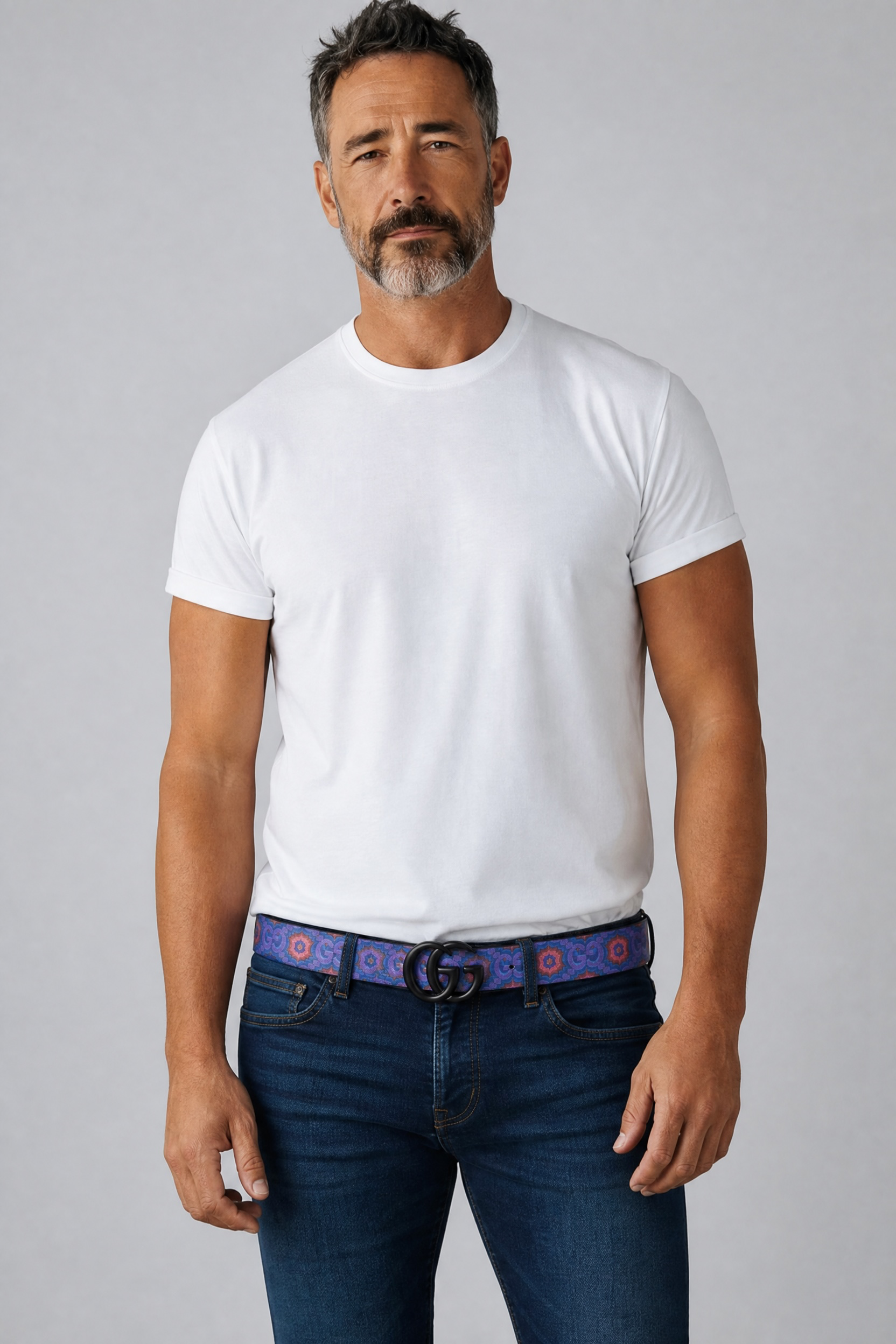 Gucci Floral Print Belt with GG Buckle