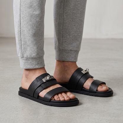 Hermès Black Luxury Slide Sandals – Premium Designer Summer Slippers 🖤✨