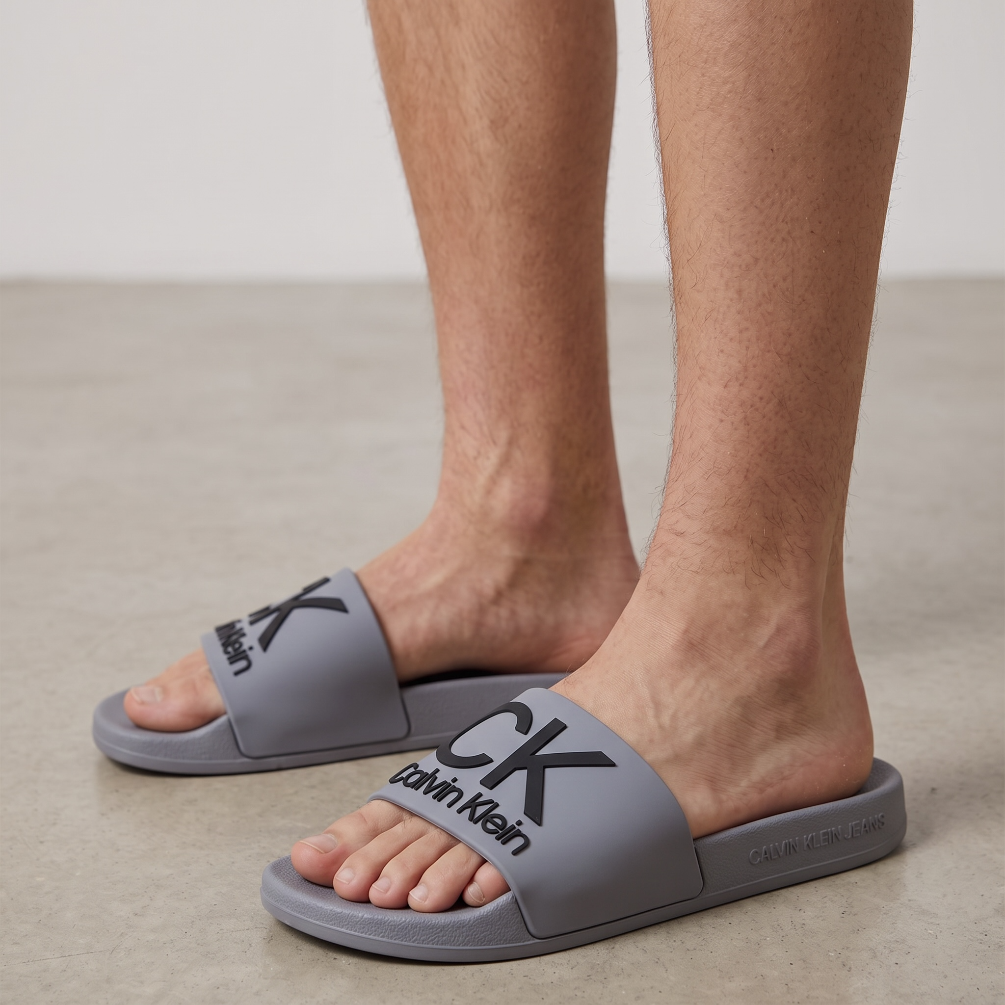 Calvin Klein CK Slides – Matte Grey Monochrome 🩶🖤