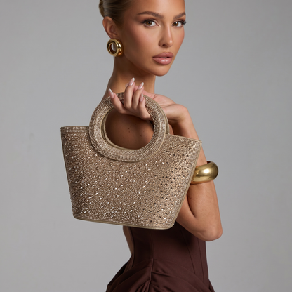 Champagne Crystal Halo Tote ✨🥂 | Luxury Rhinestone Statement Handbag