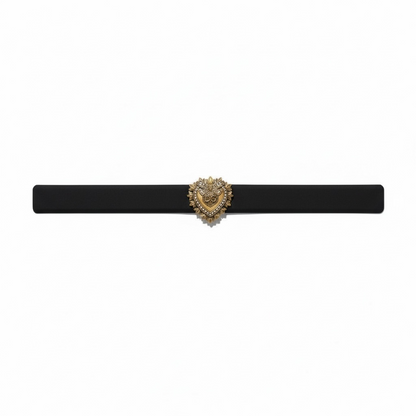 Dolce & Gabbana Black Leather Belt with Gold Sacred Heart Buckle 🖤✨ 125cm