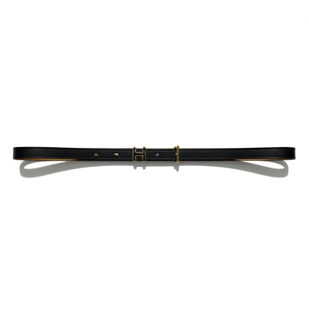Hermès Leather Bracelet – Black with Gold H Clasp 🖤✨100cm