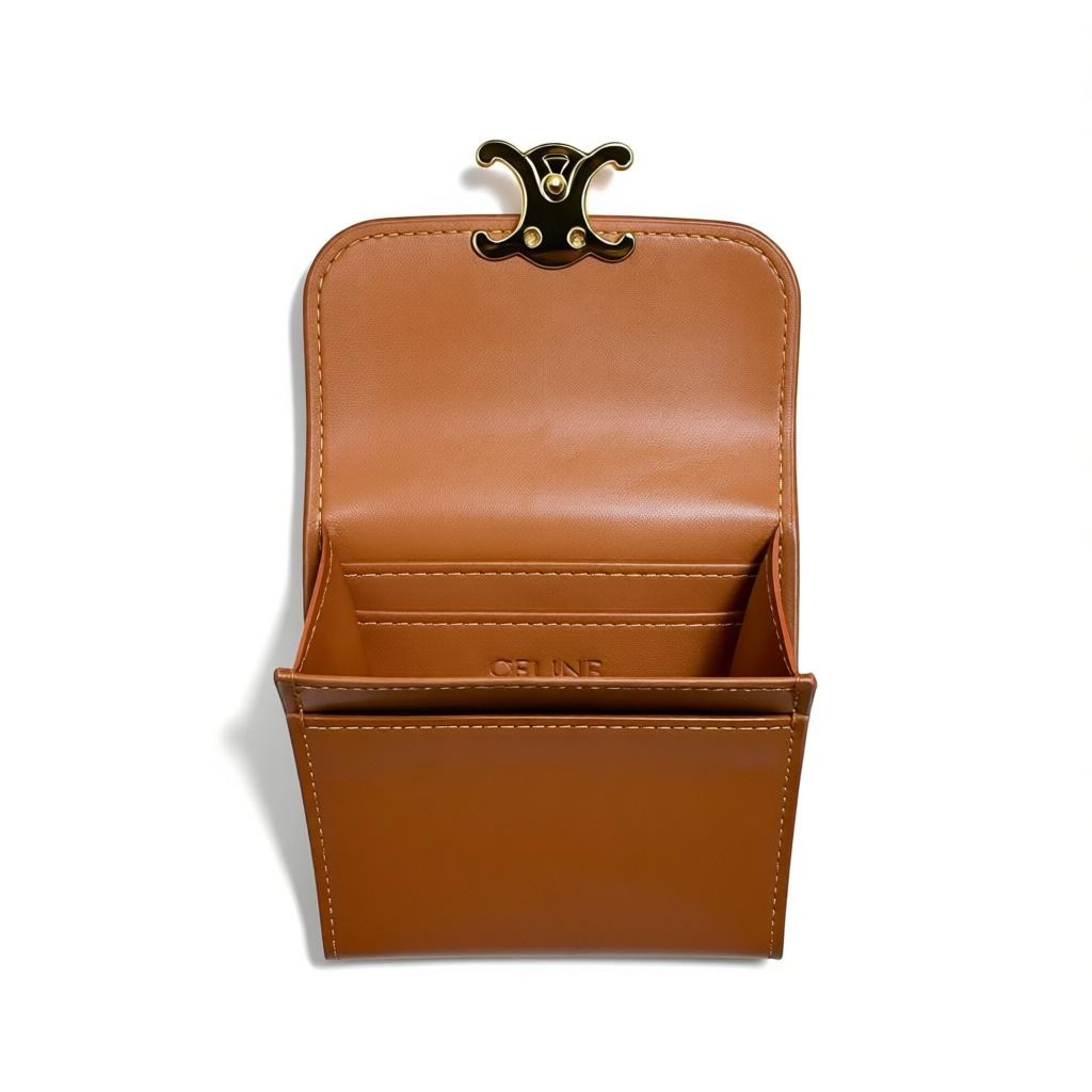 Celine Triomphe Brown Leather Compact Wallet 🤎✨