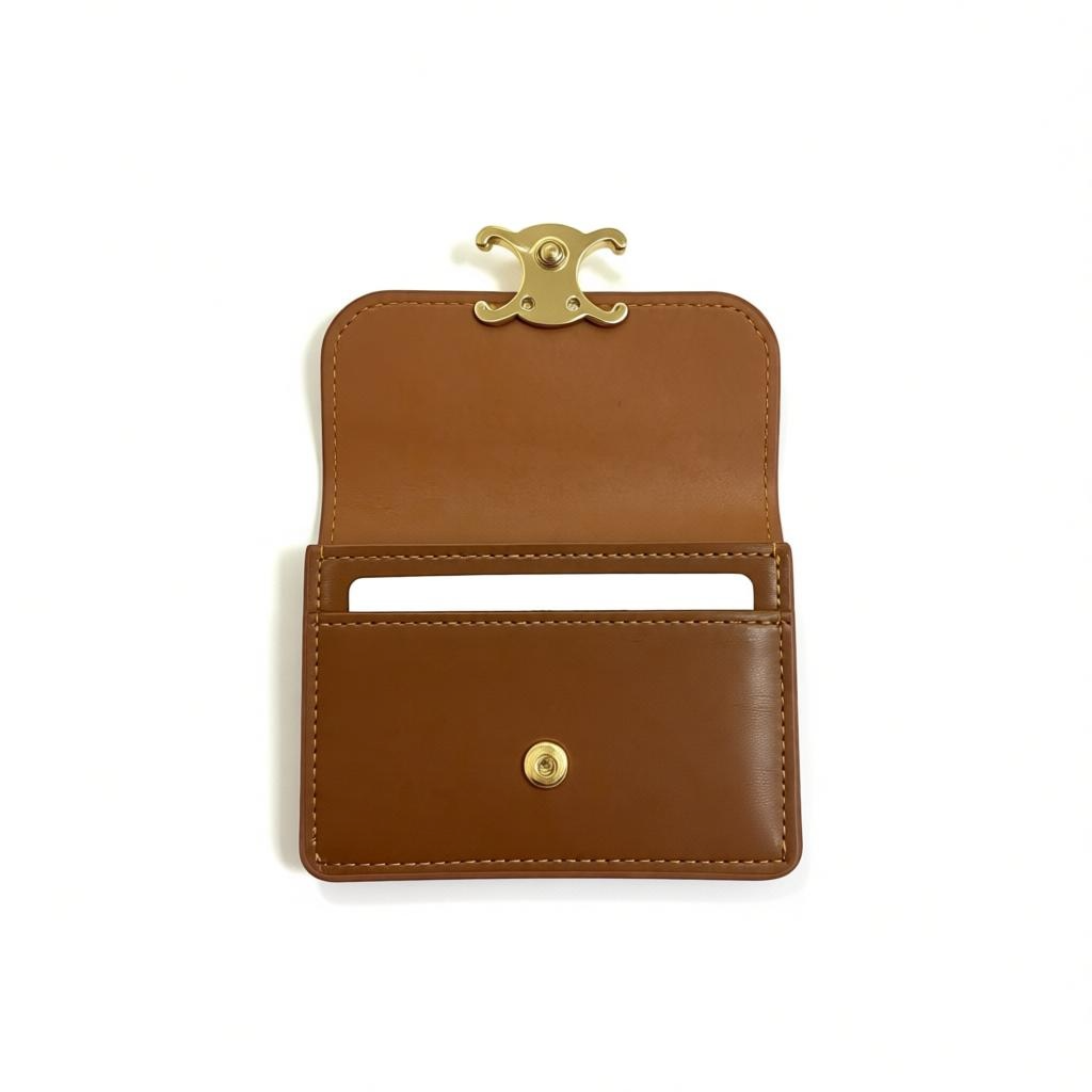 Celine Triomphe Brown Leather Compact Wallet 🤎✨
