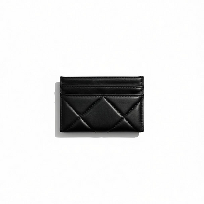 Chanel Black Quilted Card Holder with Gold Chain CC Logo 🖤✨