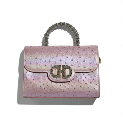 Iridescent Pink Top Handle Mini Bag | Crystal Handle Luxury Handbag ✨👜