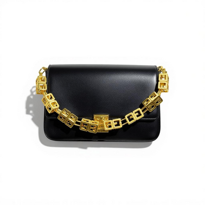 🖤 Givenchy Smooth Leather Black Bag | Gold Chain Luxury Shoulder Bag ✨👜