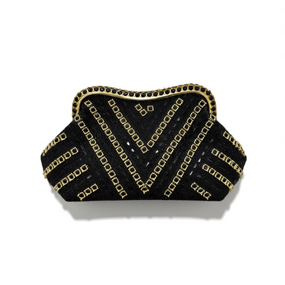 Luxury Black & Gold Evening Clutch – Embellished Statement Bag soirée ✨🖤👛