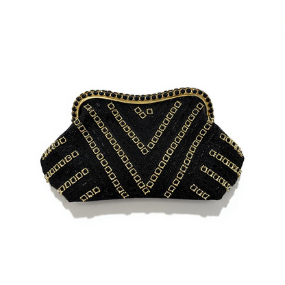 Luxury Black & Gold Evening Clutch – Embellished Statement Bag soirée ✨🖤👛