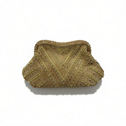 Gold Beaded Evening Clutch – Luxe Geometric Party Bag soirée ✨💛👛