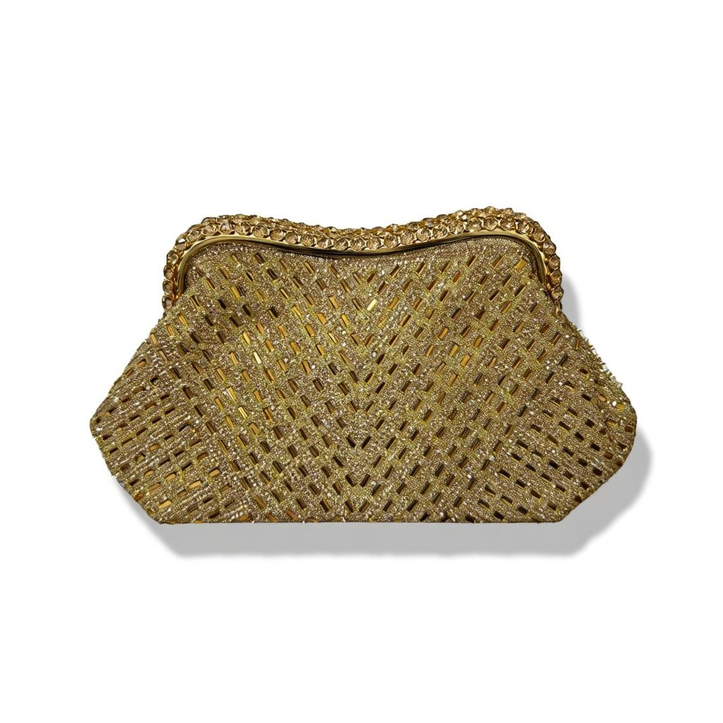 Gold Beaded Evening Clutch – Luxe Geometric Party Bag soirée ✨💛👛