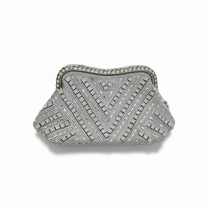 Silver Crystal Evening Clutch – Glam Geometric Party Bag soirée ✨🤍👛