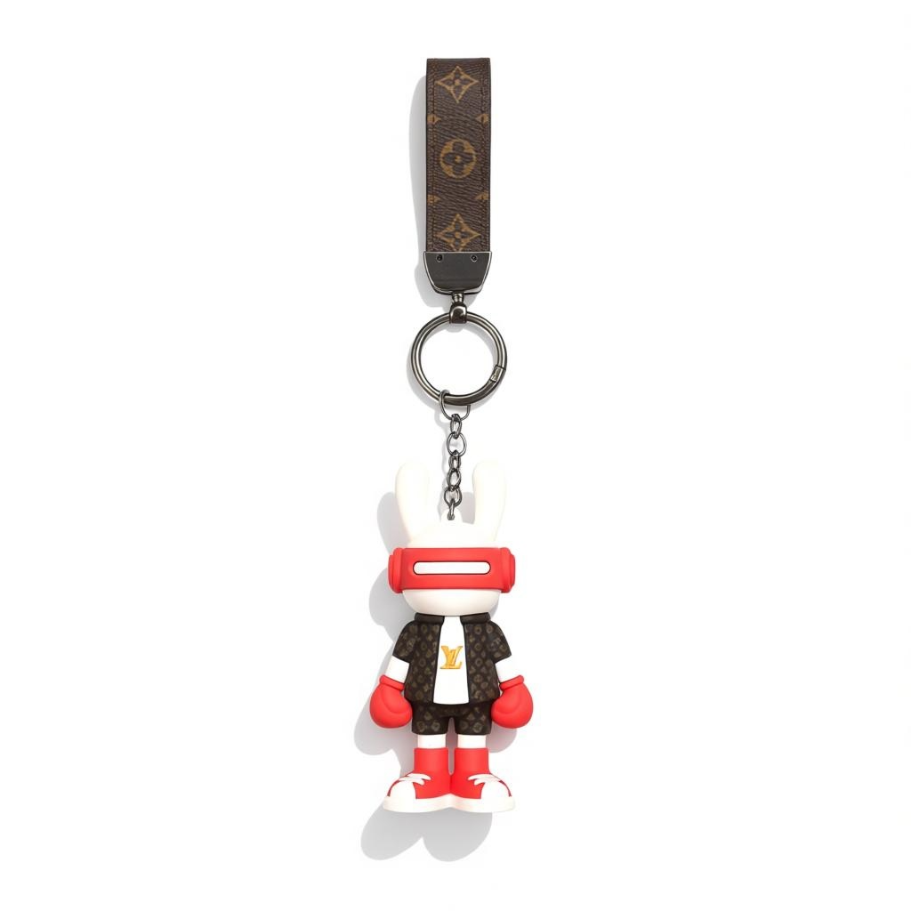 ICONIC LOUIS VUITTON CHARACTER KEYCHAIN – RED EDITION BOLD STATEMENT ✨🐰❤️