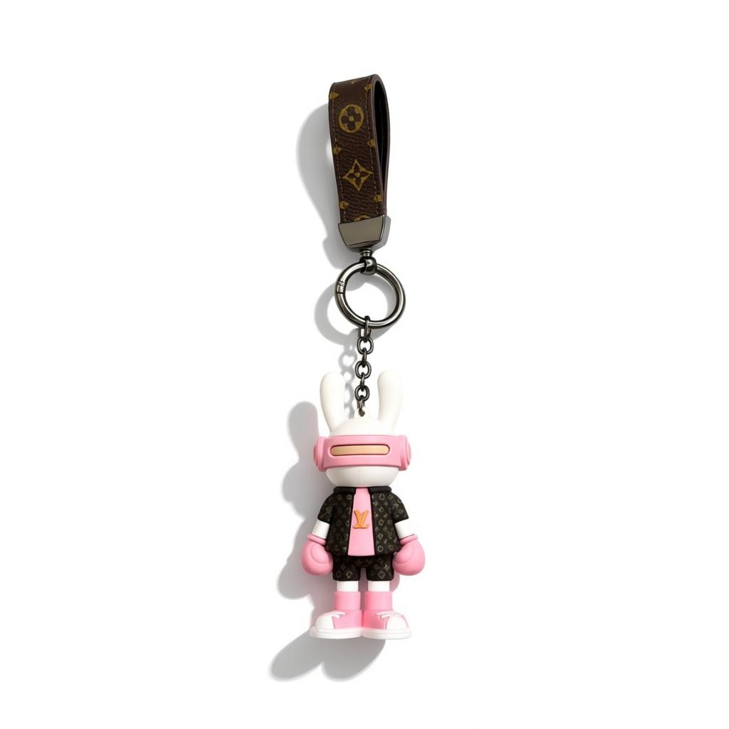 ICONIC LOUIS VUITTON CHARACTER KEYCHAIN – PINK EDITION LUXURY CHARM ✨🐰🎀