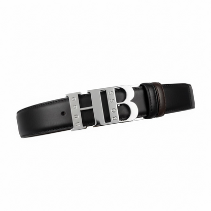 Hugo Boss HB Logo Reversible Leather Belt  🔥 | Black & Brown Signature