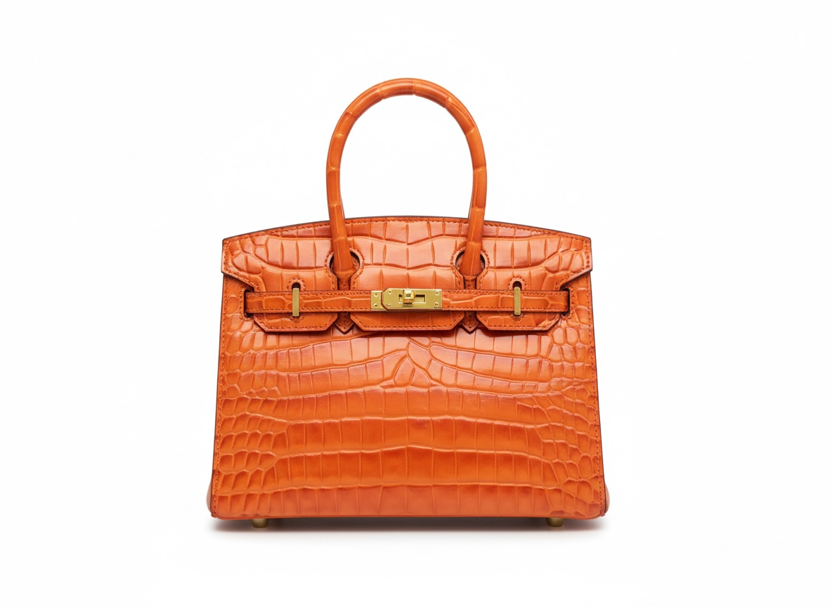 Mini Croc-Embossed Orange Birkin Style Bag 🧡✨ | Bold Statement Luxury