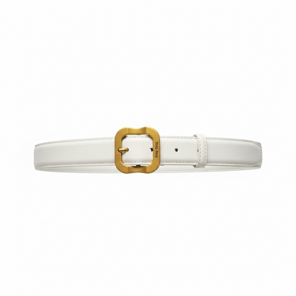 Miu Miu Leather Belt – White with Gold Buckle 🤍✨