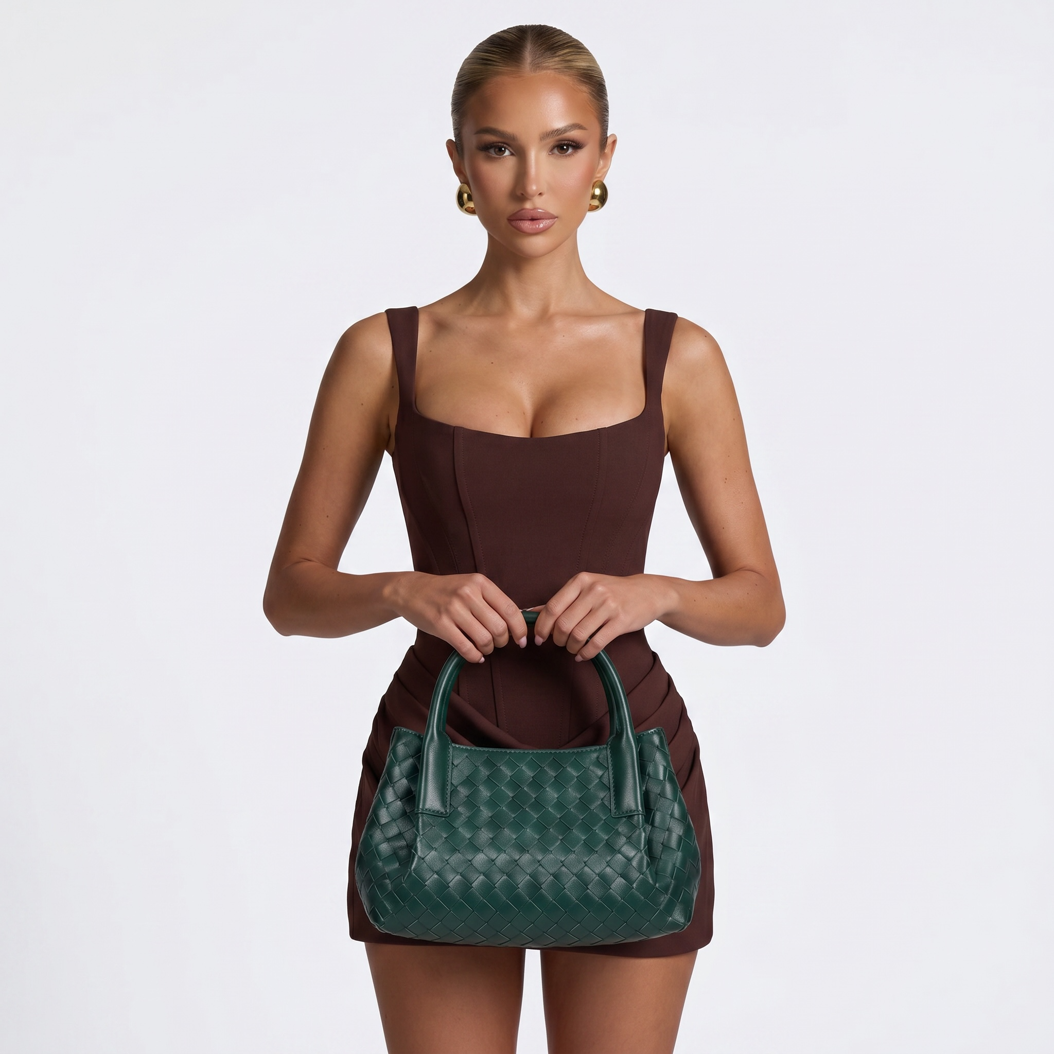 Bottega Veneta Mini Intrecciato Tote – Emerald Green 💚✨ | Woven Leather Bag + Matching Pouch