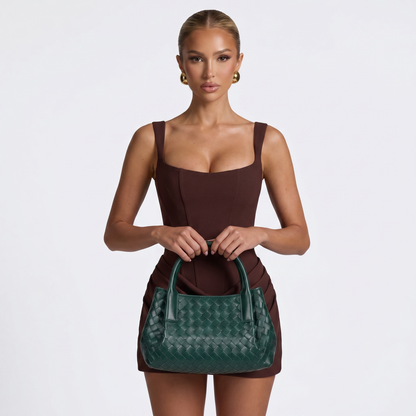 Bottega Veneta Mini Intrecciato Tote – Emerald Green 💚✨ | Woven Leather Bag + Matching Pouch