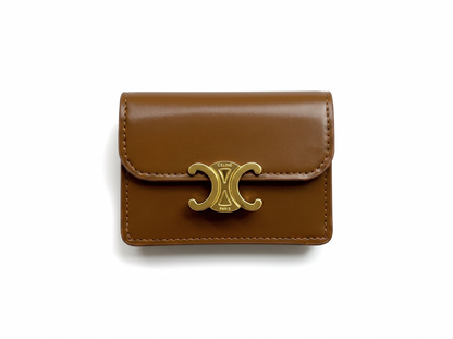 Celine Triomphe Brown Leather Compact Wallet 🤎✨