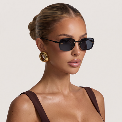 Miu Miu Slim Rectangular Sunglasses – Black Metal Edition 🖤✨