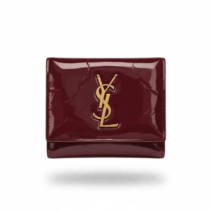 Yves Saint Laurent Burgundy Patent Leather Compact Wallet 🍷✨