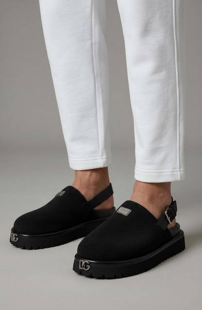 DOLCE & GABBANA Luxury Black Slingback Clogs – DG Logo Statement & Premium Chunky Sole 👟✨