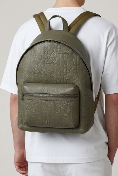 Dior Oblique Embossed Olive Luxury Backpack 🎒🫒✨