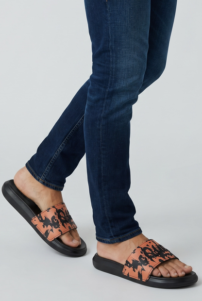 ALEXANDER MCQUEEN Luxury Black & Orange Slide Sandals – Graffiti Logo Statement & Streetwear Edge 👟🔥