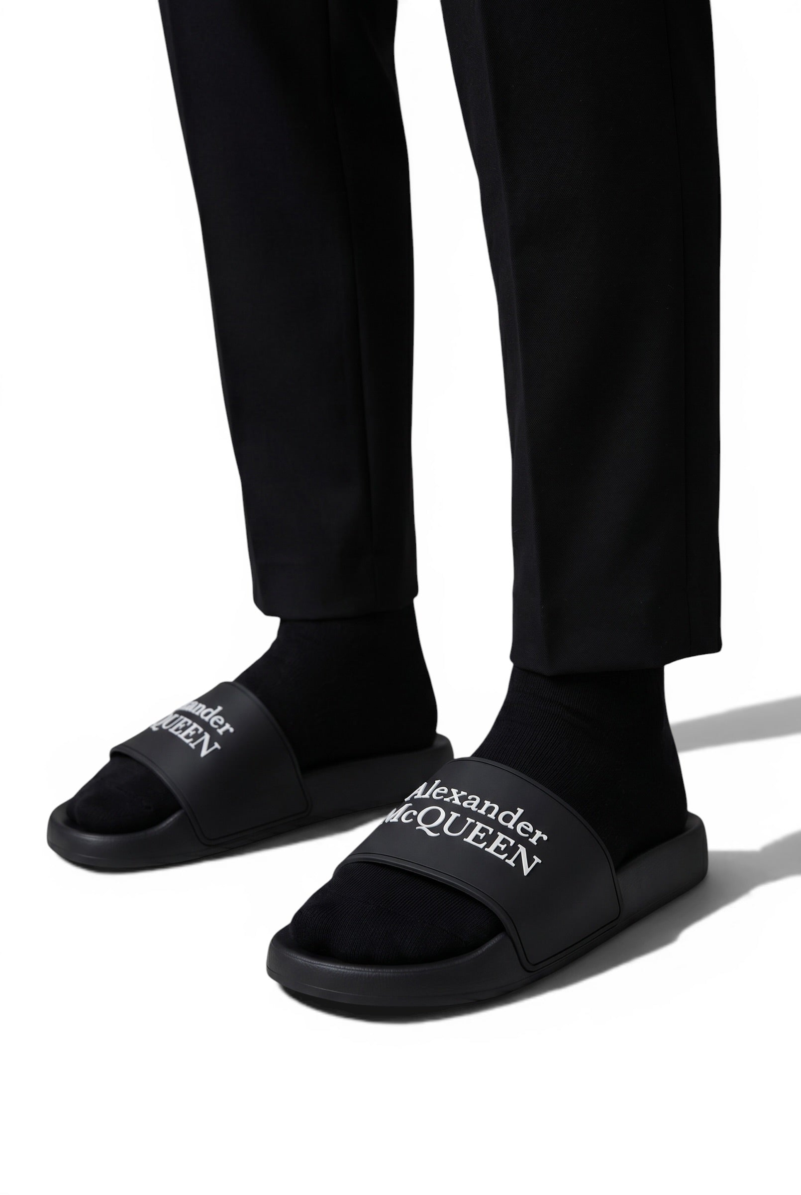 Alexander McQueen Black Logo Slides 🖤✨ | Luxury Minimal Summer Essential 🔥👑