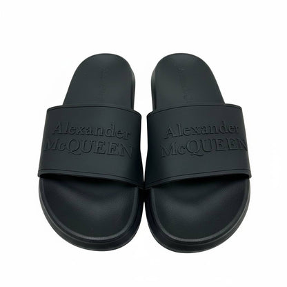 Alexander McQueen All-Black Logo Slides 🖤🔥 | Minimal Luxury Summer Essential 👑