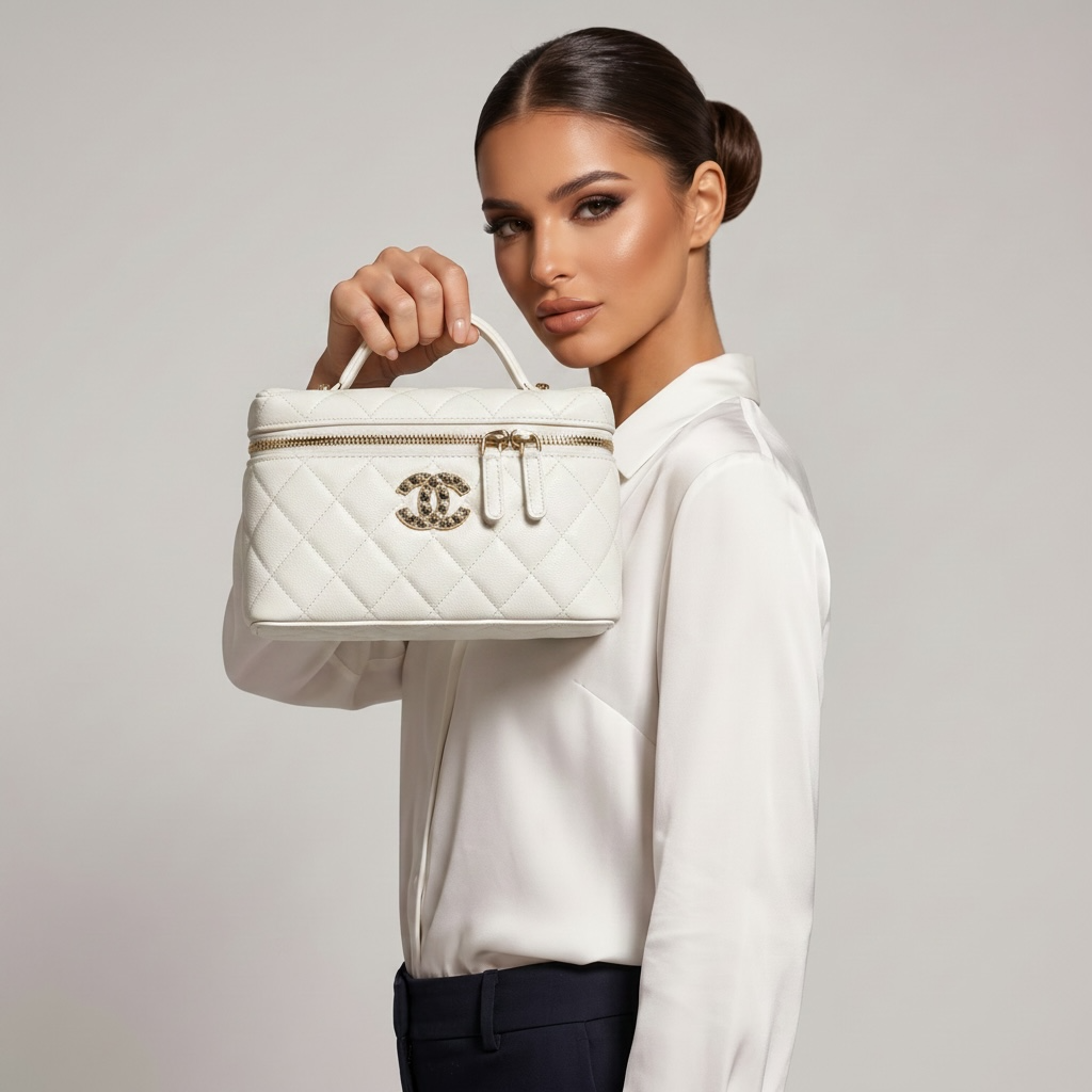 🤍 Chanel White Vanity Case Bag 👜✨ | Pure Luxury Elegance