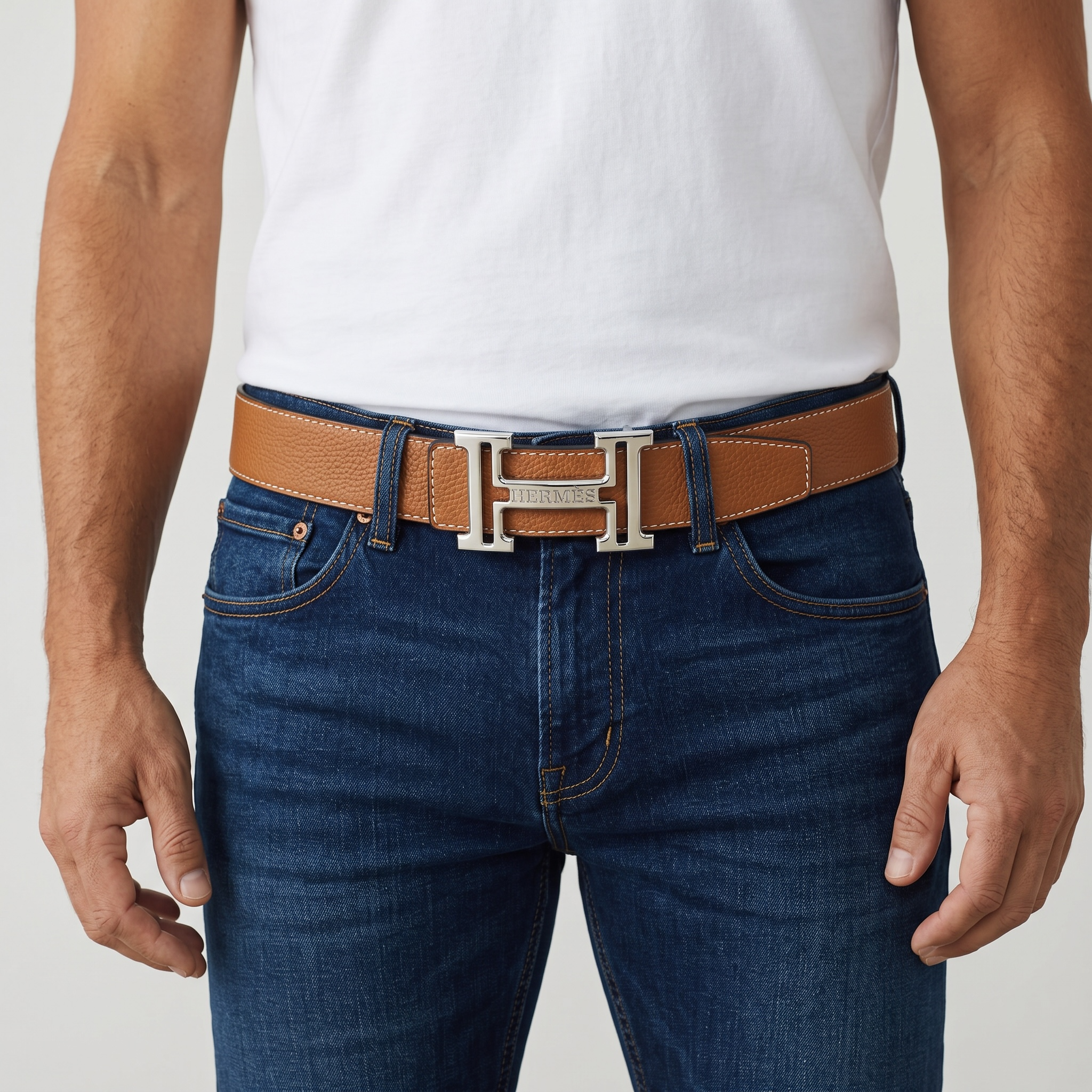 Hermès H Buckle Leather Belt – Brown Classic Luxury Belt 🤎✨ 125 cm