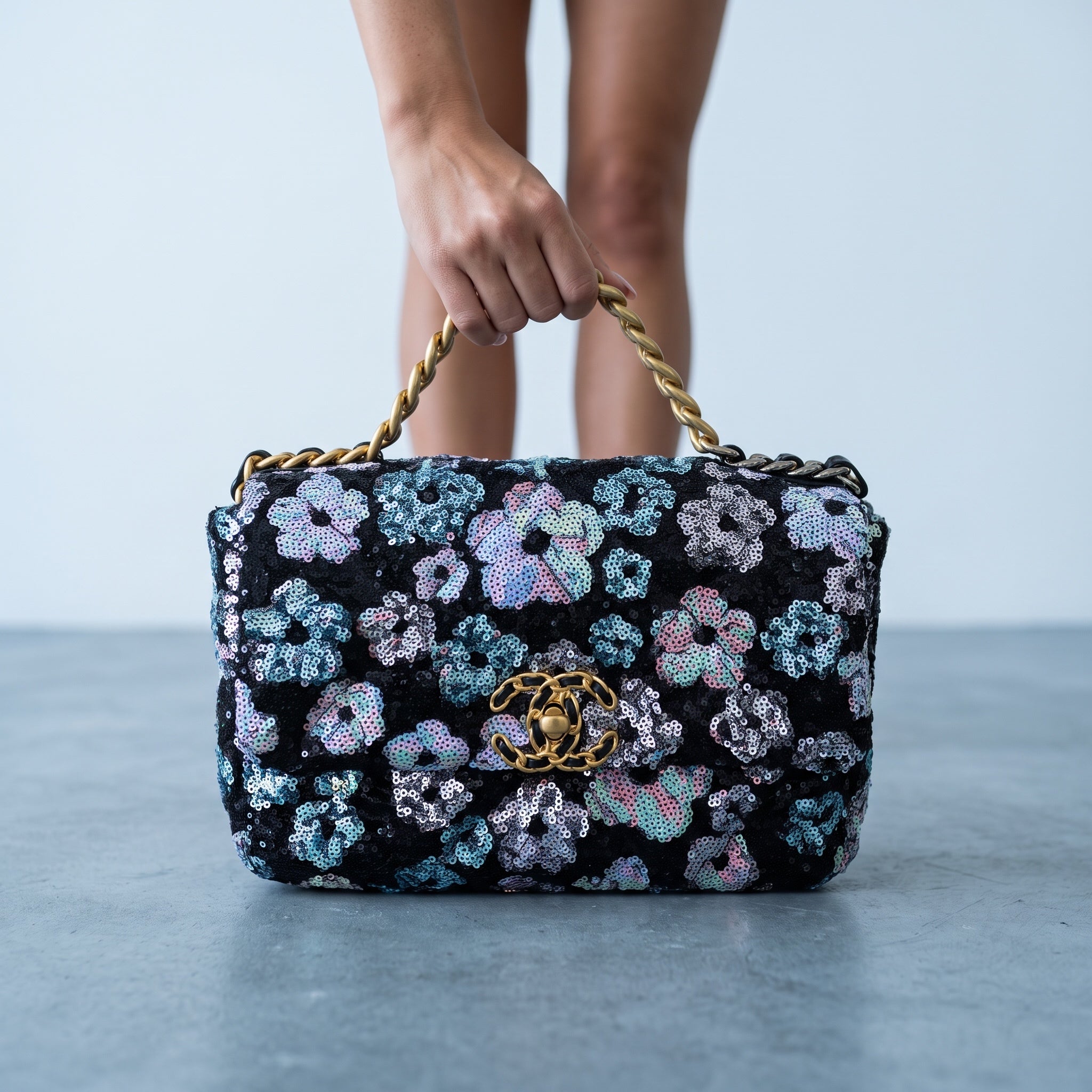 Chanel Sequin Flap Bag – Iridescent Floral ✨👜