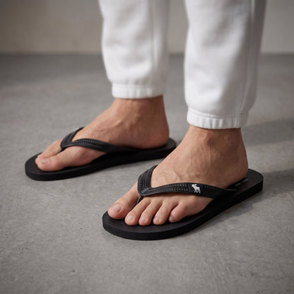 Abercrombie Flip Flops – Black Rubber Thong 🩴