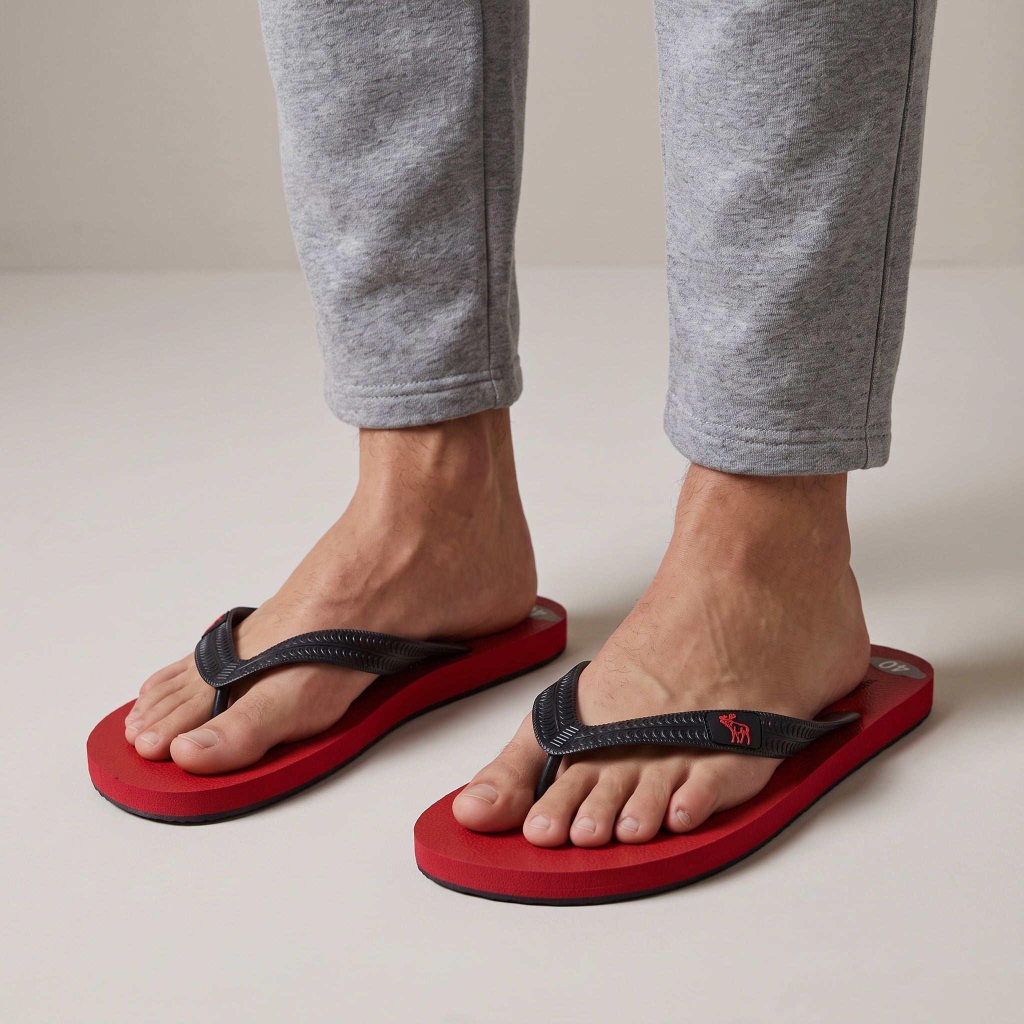 Abercrombie Flip Flops – Red & Black 🩴