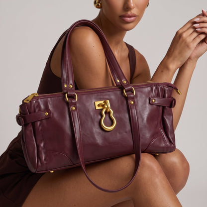 Jw pei Burgundy Leather Tote – Gold Hardware 👜✨