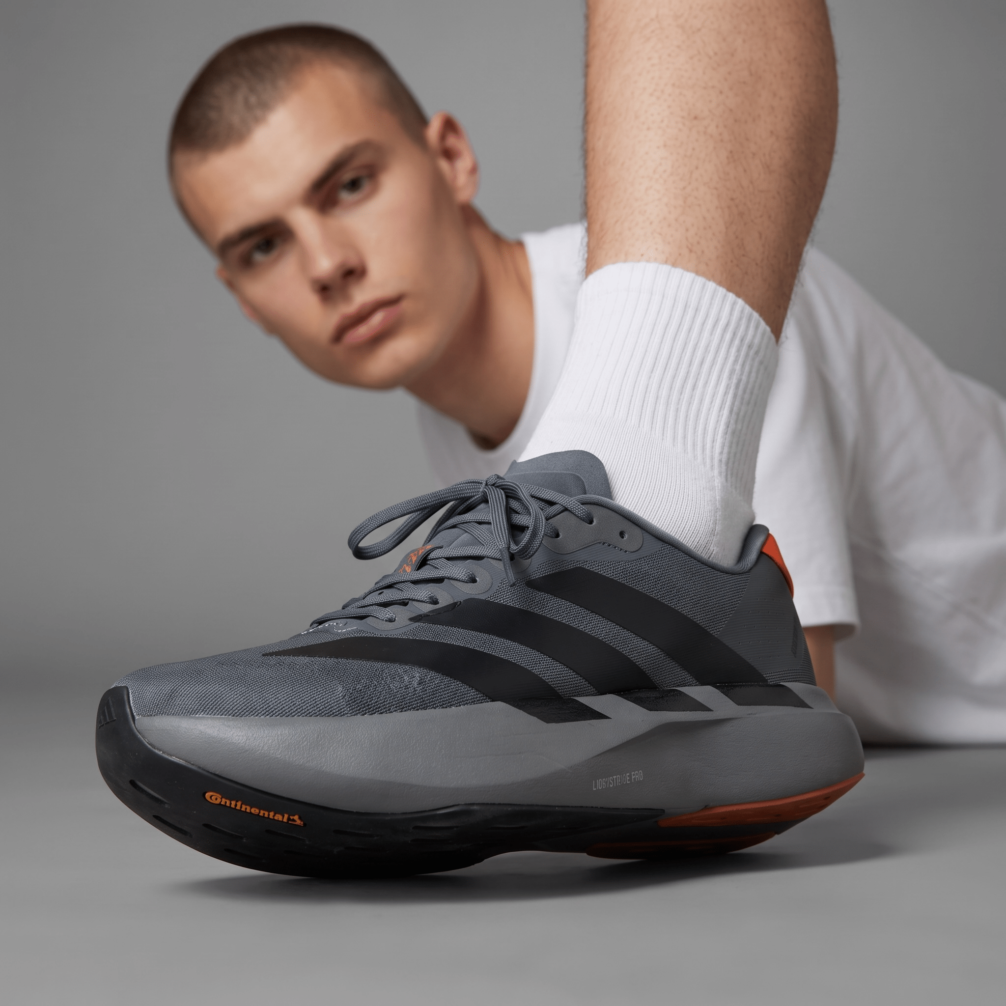 Adidas Adizero Running Shoes – Grey / Black / Orange