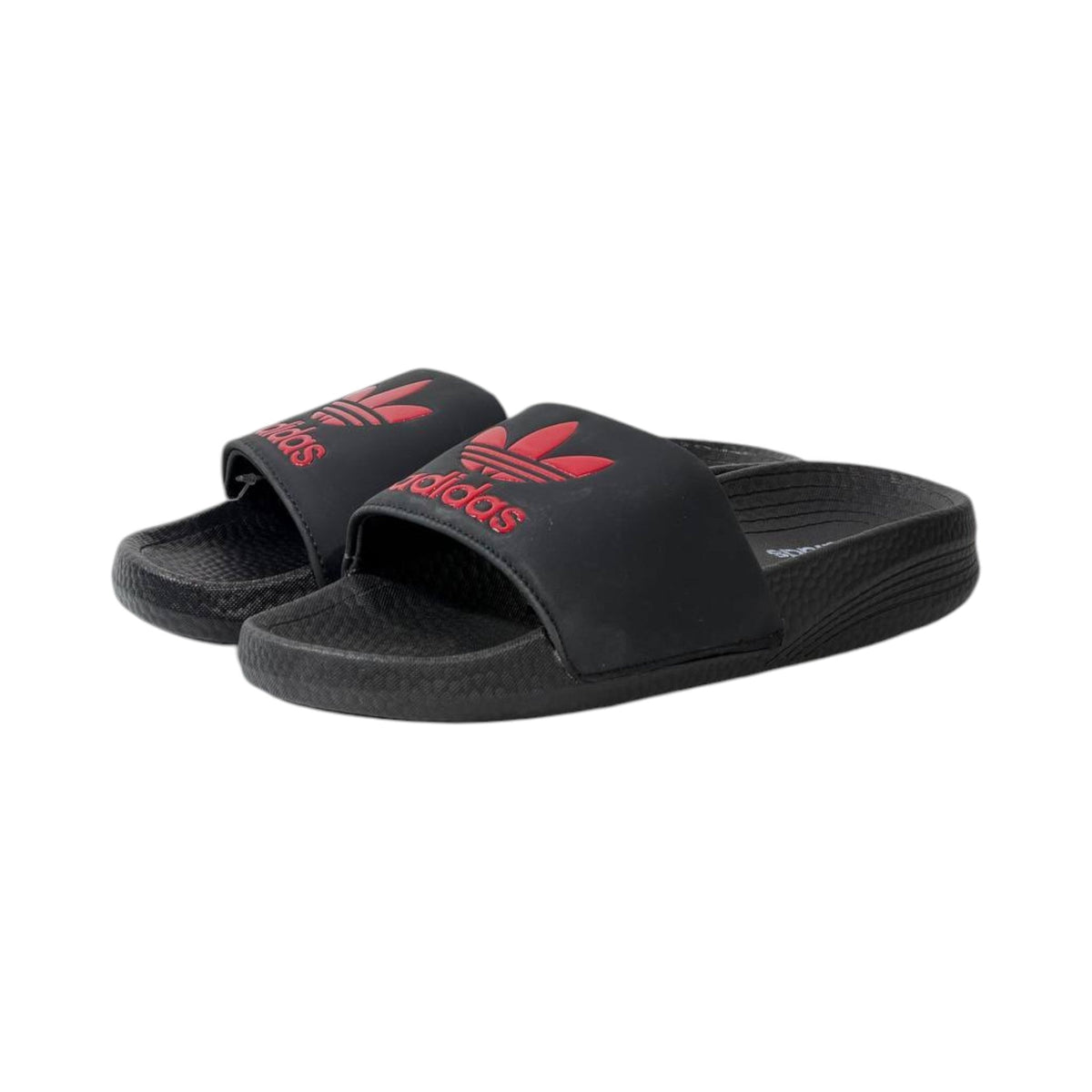 🩴 Adidas Originals Trefoil Slides – Black & Red Edition 🔴🖤✨